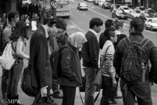 Auckland City street photo, Queent St, black and white